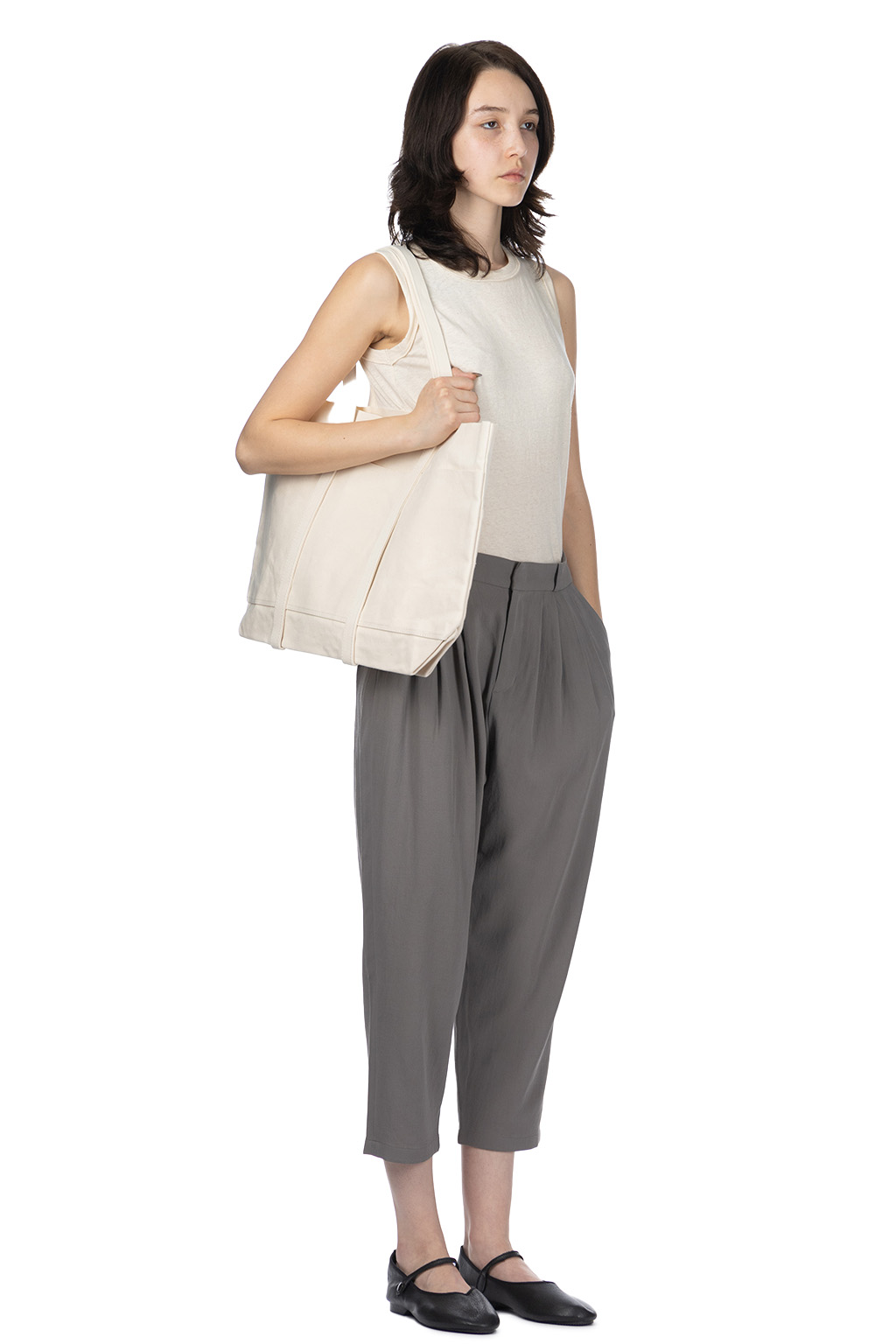 Evam Eva - Cotton Tuck Pants - Grey